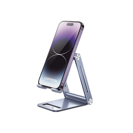 Soporte para TelÃ©fono Celular de Aluminio / Angulo Ajustable / Amplia Compatibilidad con dispositivos de 4.7'' a 7.9'' / Antideslizante / AntiaraÃ±azos / Plegable / Color Azul