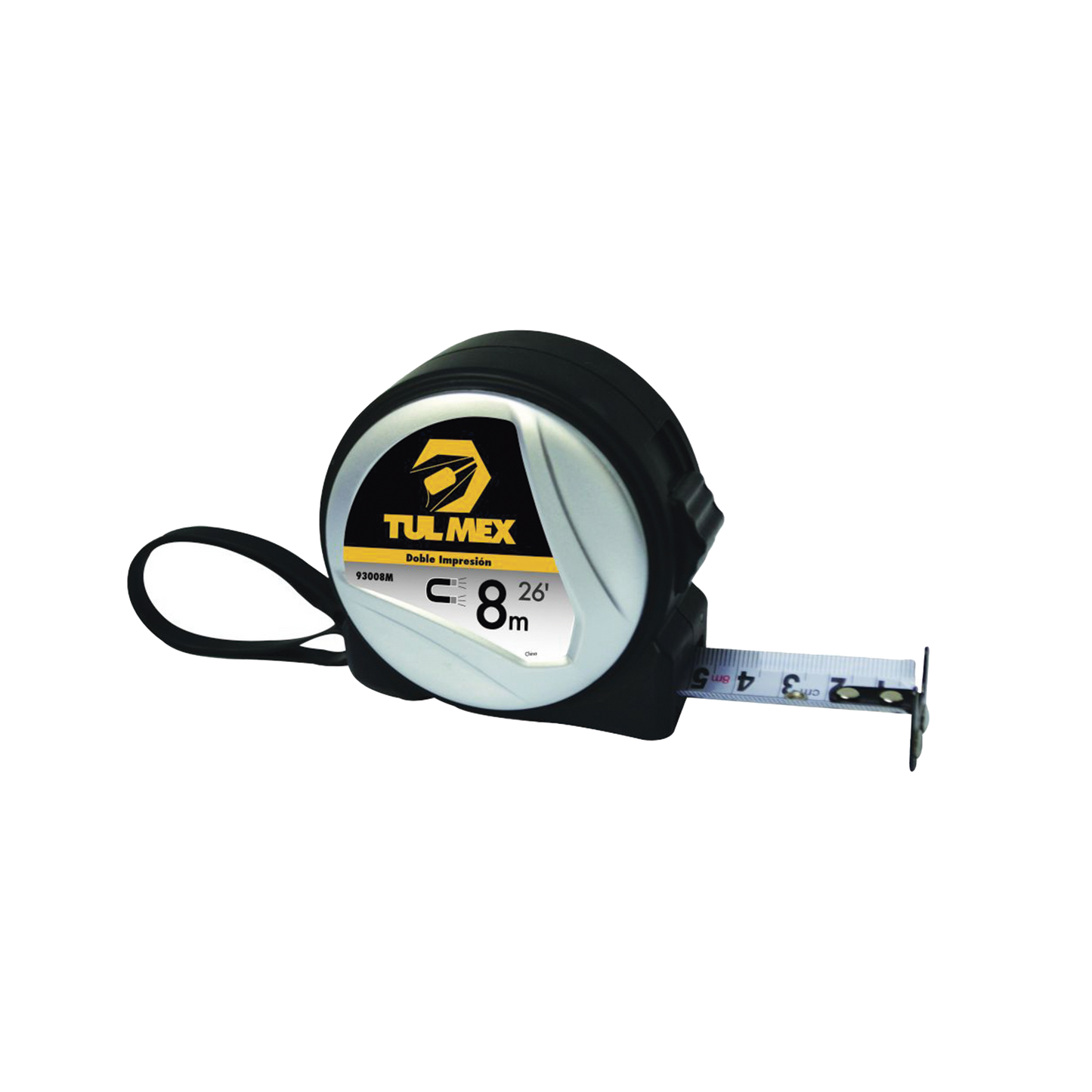 FlexÃ³metro MagnÃ©tico(Cinta de Medir) de 8 metros, Graduada por Ambos Lados. Con BotÃ³n de Freno