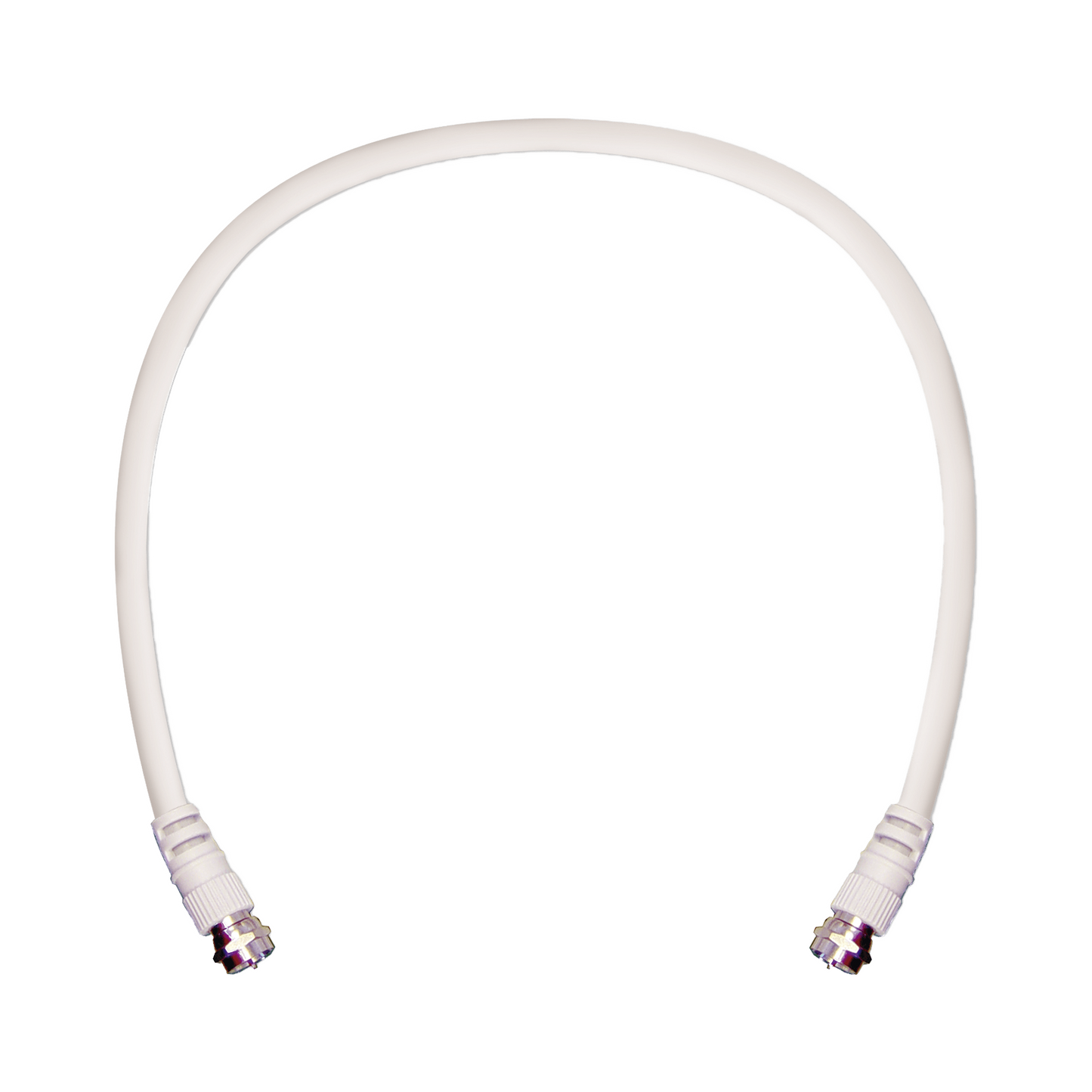 Jumper Coaxial con Cable Tipo RG-6 en Color Blanco de 60.96 centÃ­metros de Longitud y Conectores F Macho en Ambos Extremos. 75 Ohm de Impedancia.