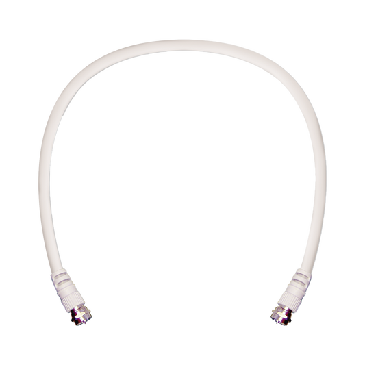Jumper Coaxial con Cable Tipo RG-6 en Color Blanco de 60.96 centÃ­metros de Longitud y Conectores F Macho en Ambos Extremos. 75 Ohm de Impedancia.