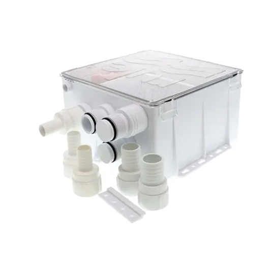 Sistema de desagÃ¼e para duchas con bomba de achique de 800 galones por hora a 12 Volts de corriente directa e interruptor de flotaciÃ³n