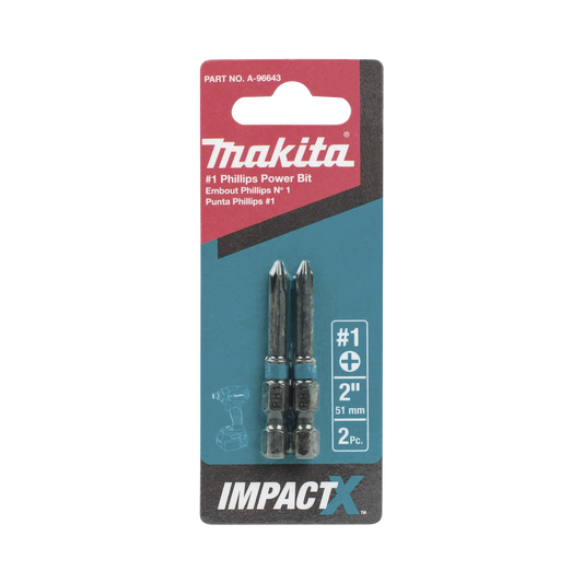Punta phillips # 1 de 2â€ (51mm) impact-x punta ph1, blister con 2 piezas.