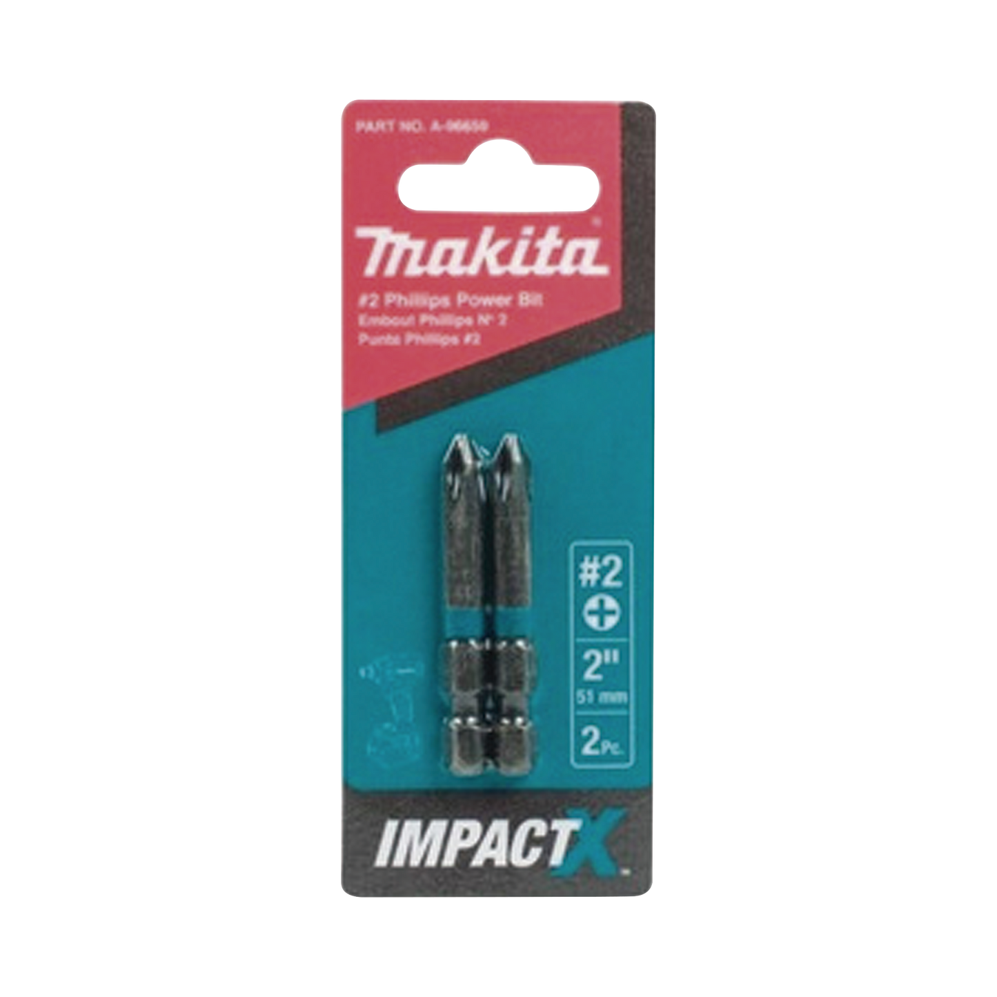 Punta phillips # 2 de 2â€ (51mm) impact-x punta ph2, blister con 2 piezas.