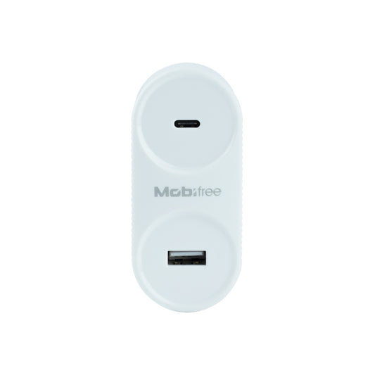 Cargador  Mobifree Cargador de pared USB y Tipo C , Color blanco, Pared, Corriente alterna, USB, 1