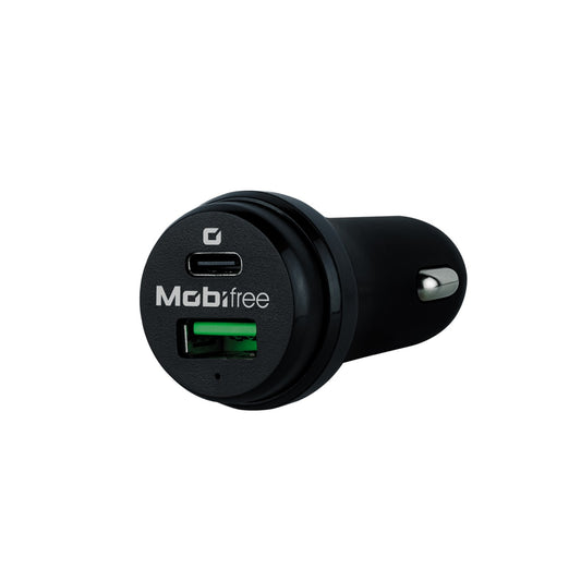 Cargador Mobifree Cargador de Coche USB y Tipo C, Negro, Auto, Corriente alterna, USB, 1