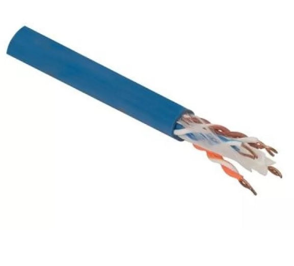 Cable UTP CAT6  para interior , 4 pares, 23 AWG, bobina de 305 mts, Aleacion con aluminio y 30% cobre, color azul