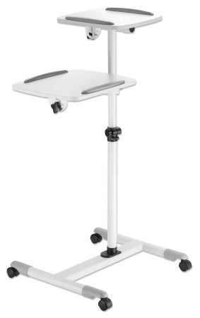 461726 Soporte de carrito para proyectores y laptops, Dos bandejas para dispositivos de hasta 10 kg cada una, inclinación de - / + 35°