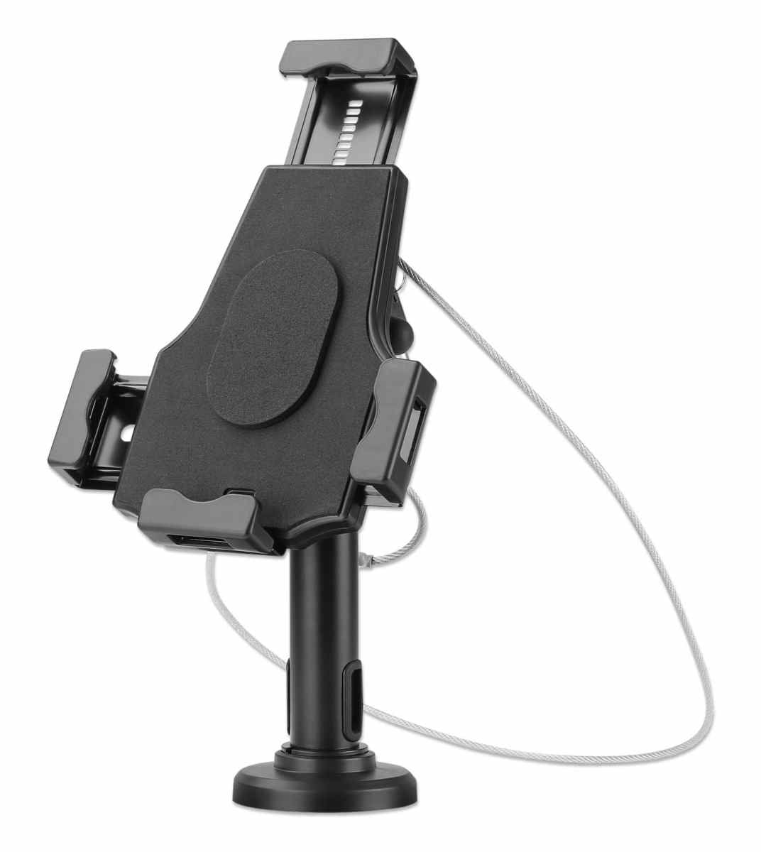 462112 Soporte con seguro antirrobo para tabletas de 7.9 a 10.5 pulgadas, rotación de 360°, inclinación +/- 70°, giro de 330°, candado con dos llaves, negr