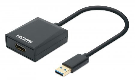 153690 Convertidor USB 3.2 Gen 1 Tipo-A Macho a HDMI Hembra, 1080p 60Hz, Negro