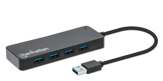 168403 HUB USB-A macho a 7 USB-A hembra, de alta velocidad a 5 Gbps, alimentado por Bus, negro