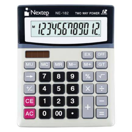 Calculadora Nextep NE-182 12 Dígitos de Semi Escritorio Batería/Solar AA 19cm x 15cm