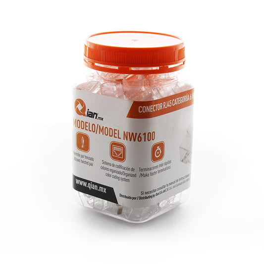 Conector Red RJ45 Qian  NW6100, RJ45, Transparente, 10 Gbit/s