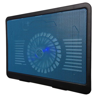 Base Enfriadora, Luz Led, Angulo Ajustable, 1 Hub USB, 9 a 15 Pulgadas , Negro-Azul, BROBOTIX 044695A