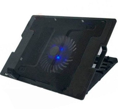 Base Enfriadora, luz led, 5 ángulos ajustables, 2 Hub USB, 9 a 17 Pulgadas, Negro,BROBOTIX 917140
