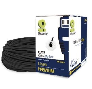 Bobina UTP, Exterior, Doble Forro, BROBOTIX 171100, 305 m, Negro, Exterior, Cat6, CCA
