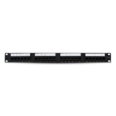 Panel de Parcheo CAT6, 24 puertos RJ45, Montaje en Rack 1U, Negro, BROBOTIX 497608