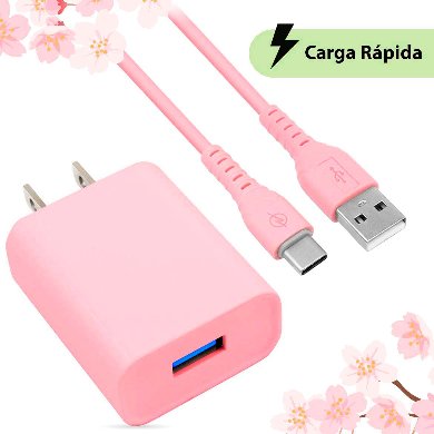 COMBO CARGA RÁPIDA: CARGADOR USB V3.0 + CABLE USB TIPO "C". EDICIÓN ESPECIAL "PINK" (6001332), Brobotix