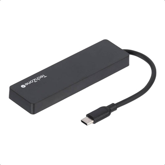 Hub TZACHB01 TechZone CONNECT HUB 3.0 4 EN 1 USB 3.0 , color negro, conexión USB tipo C