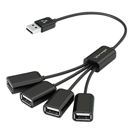 Hub USB VORAGO HU-101, USB 2.0, Negro, 4 puertos