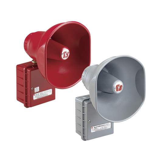 AudioMasterÂ® Altavoz de bocina reentrante para megafonÃ­a y anunciamiento publico, 30W de Potencia, Listado contra incendios UL, Color Gris