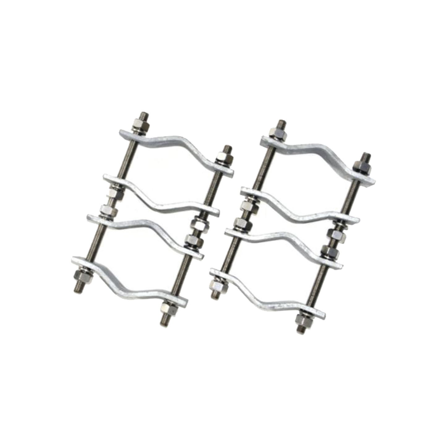 Juego de Dos Abrazaderas Dobles para MÃ¡stiles de 3.8 a 8.9 cm, con SeparaciÃ³n entre centros de 12 cm.