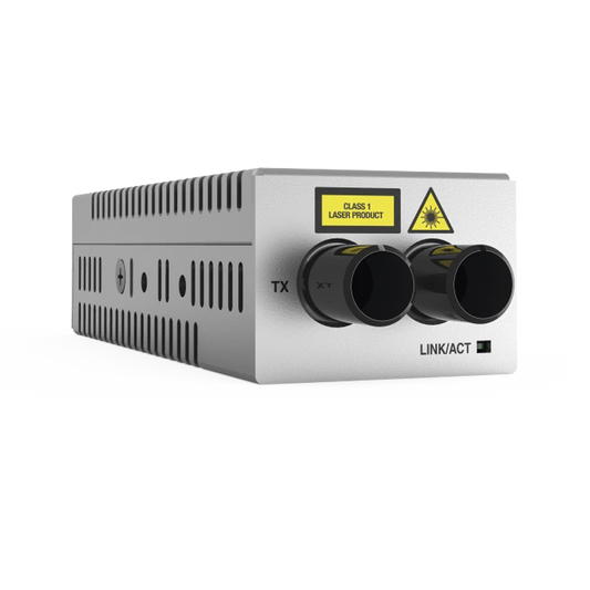 Mini Convertidor de medios de cobre a fibra MultiModo de escritorio 1000TX a 1000SX conector ST | ALLIED TELESIS
