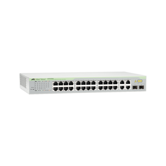 Switch WebSmart de 24 puertos 10/100 Mbps + 2 puertos 10/100/1000 Mbps + 2 SFP Gigabit Combo | ALLIED TELESIS
