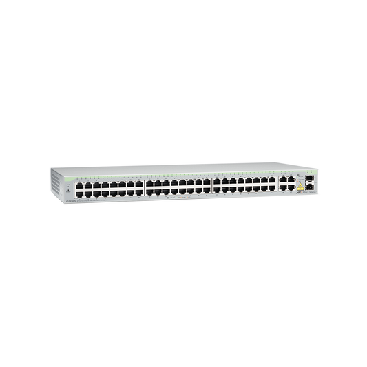 Switch WebSmart de 48 puertos 10/100 Mbps + 2 puertos 10/100/1000 Mbps + 2 SFP Gigabit Combo | ALLIED TELESIS