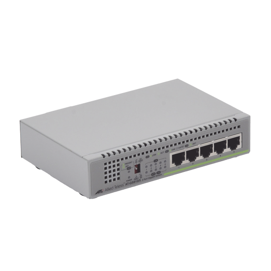 Switch Gigabit No Administrable, 5 Puertos 10/100/1000 Mbps fuente de alimentación interna | ALLIED TELESIS