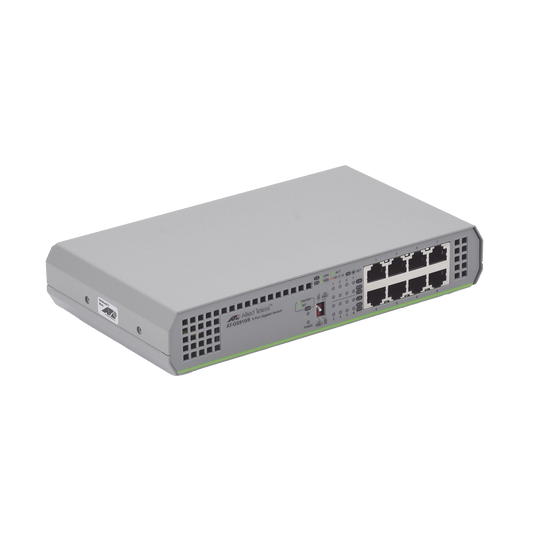 Switch Gigabit No Administrable, 8 Puertos 10/100/1000 Mbps fuente de alimentación interna | ALLIED TELESIS