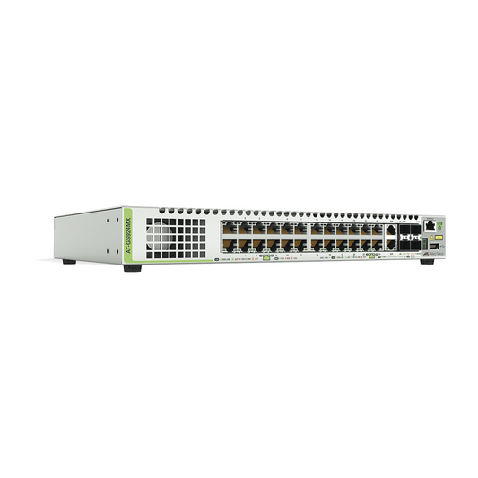 Switch Stackeable Capa 3, 24 puertos 10/100/1000 Mbps + 2 puertos SFP Combo + 2 puertos SFP+ 10 G Stacking | ALLIED TELE