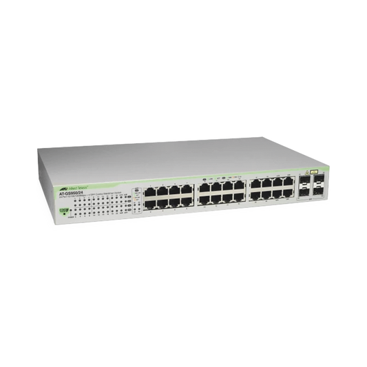 Switch Gigabit WebSmart de 24 puertos 10/100/1000 Mbps (4 x Combo) + 4 puertos gigabit SFP (Combo) | ALLIED TELESIS