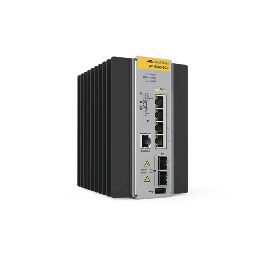 Switch Industrial Administrable Capa 2 de 4 Puertos 10/100/1000 Mbps + 2 Puertos SFP, 120 W | ALLIED TELESIS