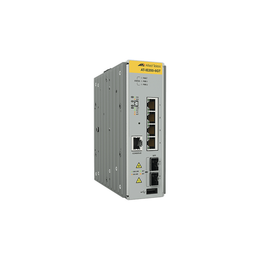 Switch Industrial Administrable Capa 2 de 4 Puertos 10/100/1000 Mbps + 2 Puertos SFP | ALLIED TELESIS