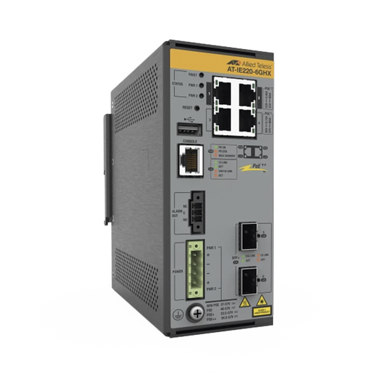 4x 10/100/1000T, 2x 1G/10G SFP+, Industrial Ethernet, Layer 2+ Switch, PoE++ Support (TAA)