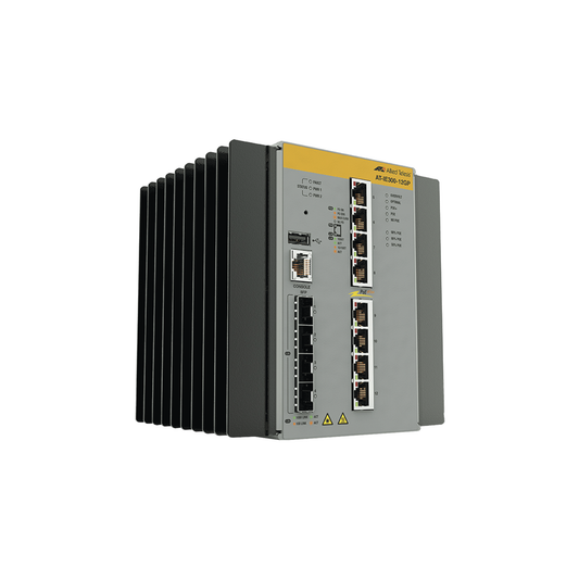 Switch Industrial Hi-PoE Continuo Administrable Capa 3 de 8 x 10/100/1000 Mbps + 4 Puertos SFP, 240 W. | ALLIED TELESIS