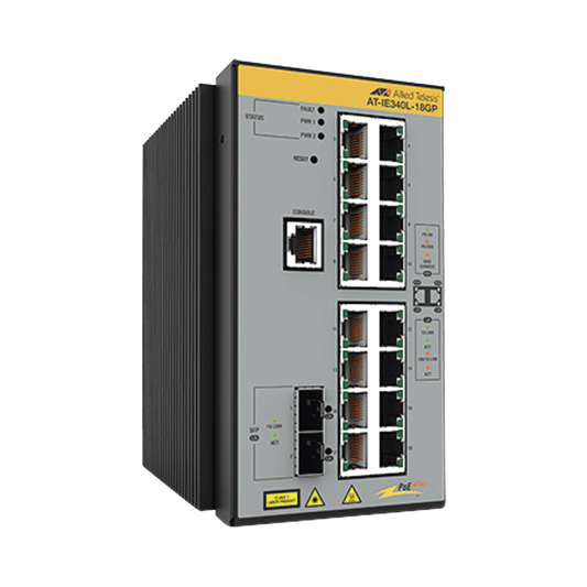 Switch Industrial Capa 3, 16x 10/100/1000-T PoE+, 2x SFP 1G | ALLIED TELESIS