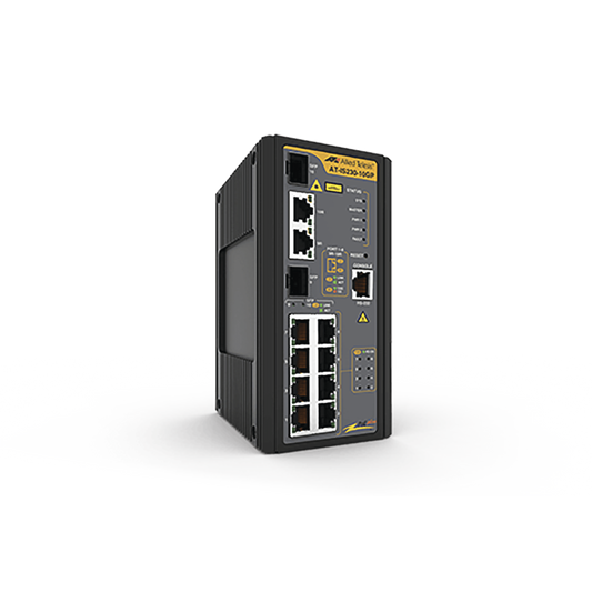 Switch Industrial PoE+ administrable de 8 Puertos 10/100/1000 Mbps + 2 puertos SFP Combo, 120 W | ALLIED TELESIS