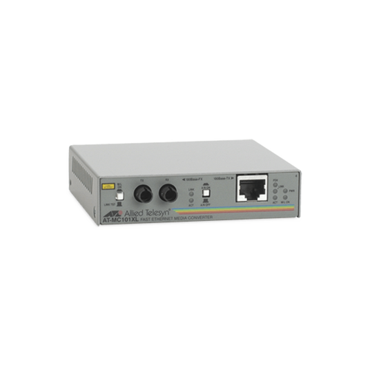 Convertidor de medios fast ethernet a fibra óptica, conector ST, multi-modo (MMF), hasta 2 km, adaptador de alimentación