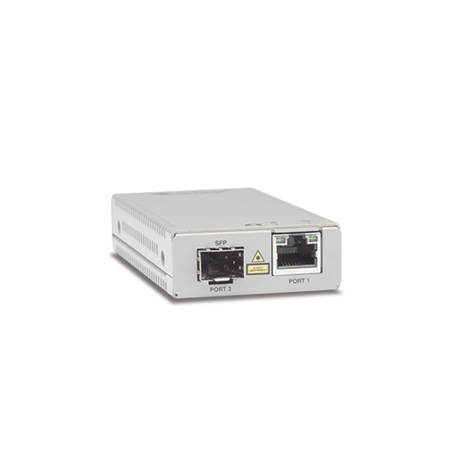 Convertidor de medios Gigabit Ethernet a fibra óptica con puerto SFP, con fuente de alimentación multi-región | ALLIED T