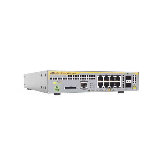 Switch PoE+ Administrable Capa 3 D/8 Ptos 10/100/1000 + 2 SFP Incluye Montaje AT-RKMT-J14 | ALLIED TELESIS