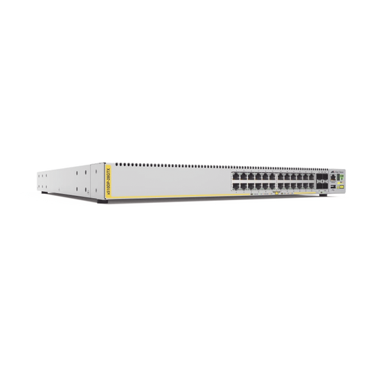 Switch Stackeable Capa 3, 24 ptos Gigabit, 4 ptos SFP+ 10G, Fuentes HOT SWAP | ALLIED TELESIS