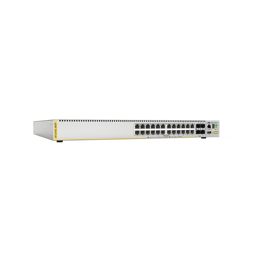 Switch PoE+ Capa 3, 24 puertos 10/100/1000 Mbps + 4 puertos SFP+ 10 G, 185 W, fuente de alimentación simple | ALLIED TEL