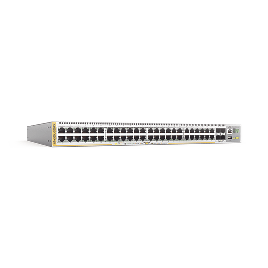 Switch PoE+ Stackeable Capa 3, 48 puertos 10/100/1000 Mbps + 4 puertos SFP+ 10 G, hasta 740 W, fuente redundante | ALLIE