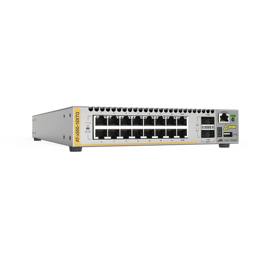 Switch Stackeable Inteligente 10 Gigabit Capa 3, 16 puertos 10 G BaseT + 2 puertos 40 G QSFP | ALLIED TELESIS