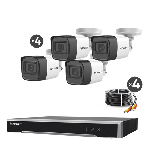 Kit TURBOHD 5 Megapixel / DVR 4 Canales / 4 CÃ¡maras de 5 Megapixel con MicrÃ³fono Integrado / 4 Cables 18 Metros / Fuente de Poder Profesional