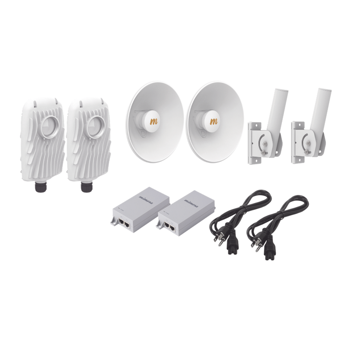 Kit de 2 radios B5X con kit de antenas (20dBi), rango de frecuencia extendida (4.9 a 6.4 GHz),  incluye inyector POE, cable de alimentaciÃ³n y 2 FLEXIMOUNT-XL para alineaciÃ³n, distancia de hasta 8 km