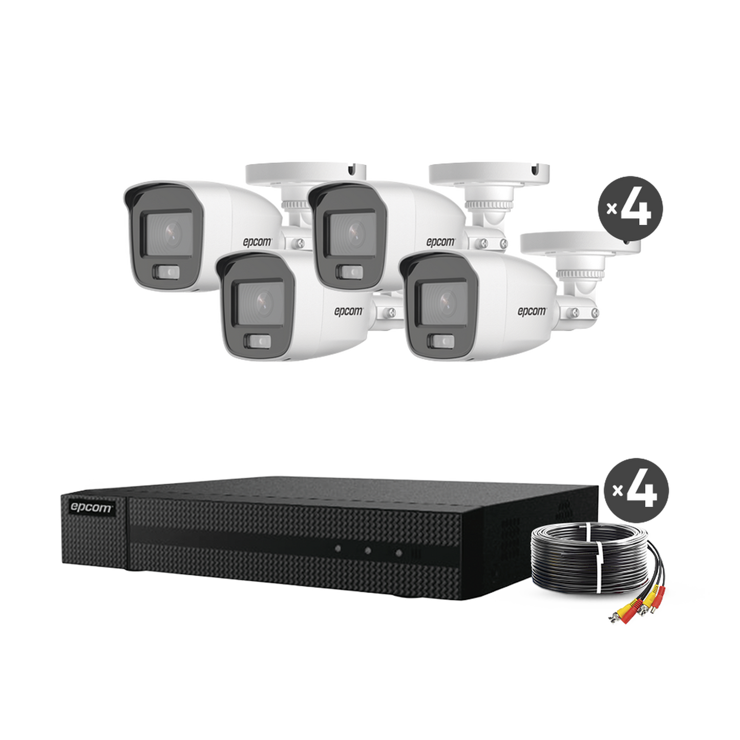 Kit TurboHD 1080p / DVR 4 Canales / 4 CÃ¡maras Bala ColorVu con Microfono Integrado / Fuente de Poder / Accesorios de InstalaciÃ³n