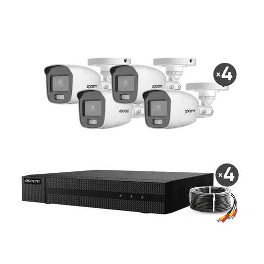 Kit TurboHD 1080p / DVR 4 Canales / 4 CÃ¡maras Bala ColorVu con Microfono Integrado / Fuente de Poder / Accesorios de InstalaciÃ³n
