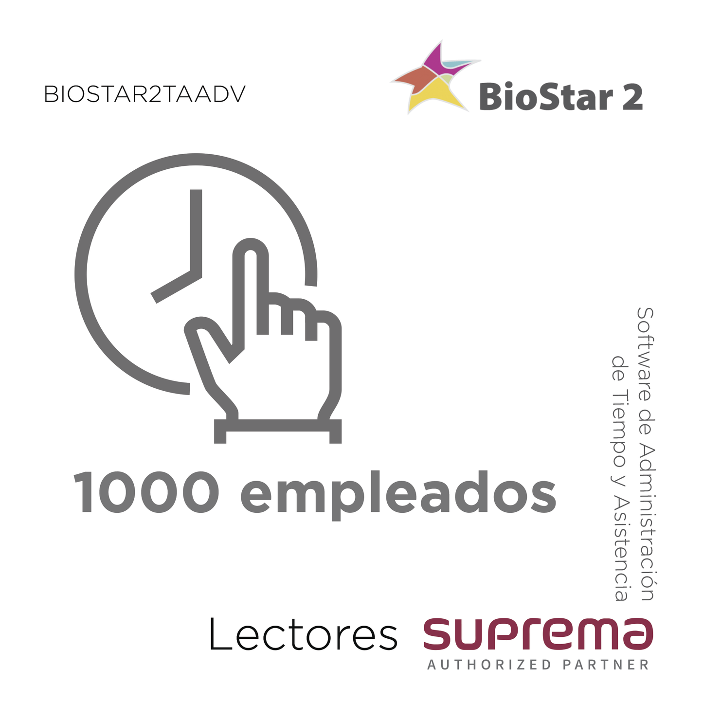 Software de AdministraciÃ³n de Tiempo y Asistencia hasta 1000 empleados, para Lectores SUPREMA